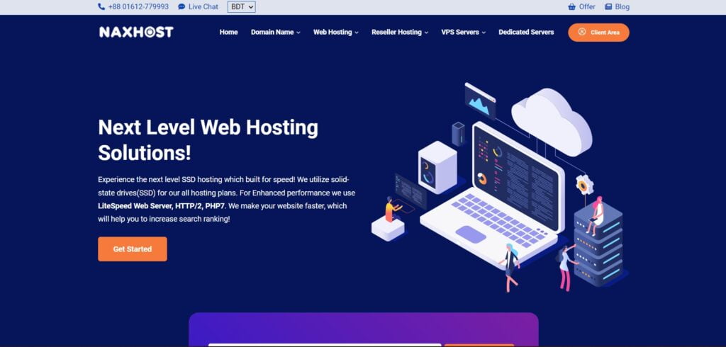 naxhost.com website homepage user interface preview