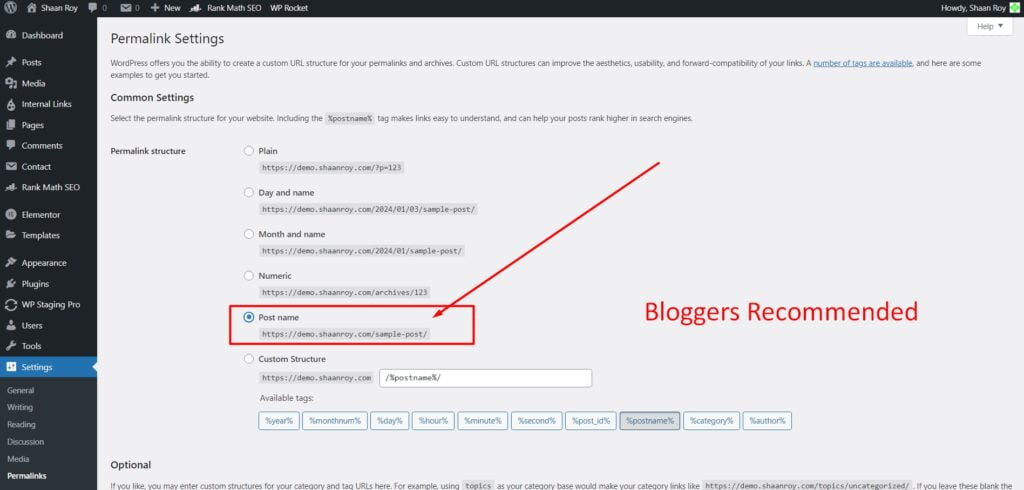 Bloggers Recommended WordPress Permalink Structure