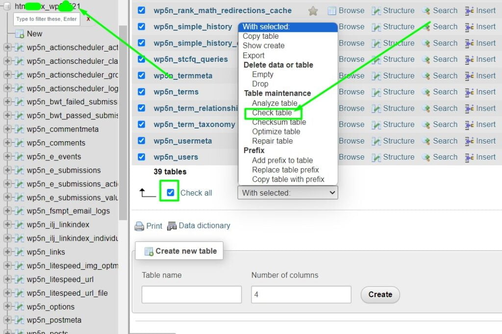 Fix 503 Error by checking phpMyAdmin Database in cPanel 2