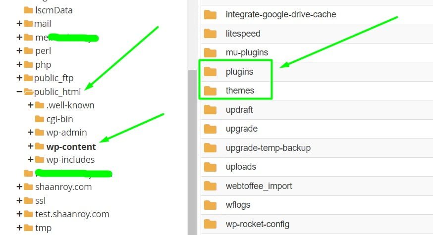 Fix 503 Error by temporarily renaming the plugins or themes folder in cPanel